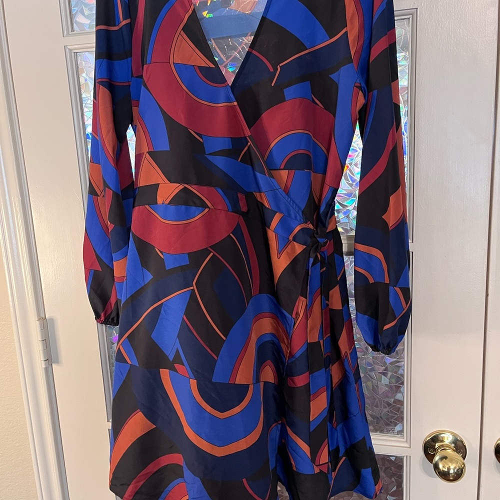 Allison Joy Multicolor Geometric Long Sleeve Dress
